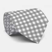 Ash Gray Gingham Karo Design Krawatte (Gerollt)