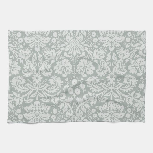 Ash Gray; Gray Damask Muster Geschirrtuch (Horizontal)