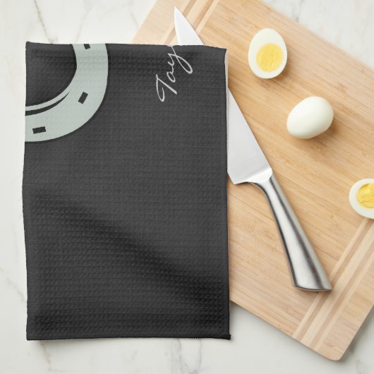 Ash Gray Horseshoe Geschirrtuch (Viertel Falte)