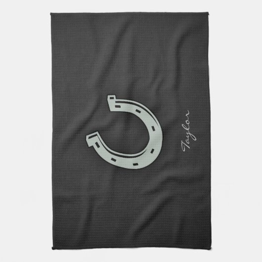 Ash Gray Horseshoe Geschirrtuch (Vertikal)