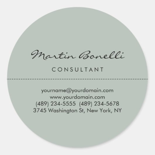 Ash Gray Minimalistisch Modernes Schlicht Runder Aufkleber (Vorderseite)