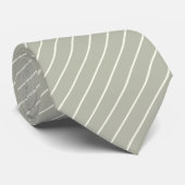 Ash Gray mit Ivory White Pinstripes Krawatte (Gerollt)