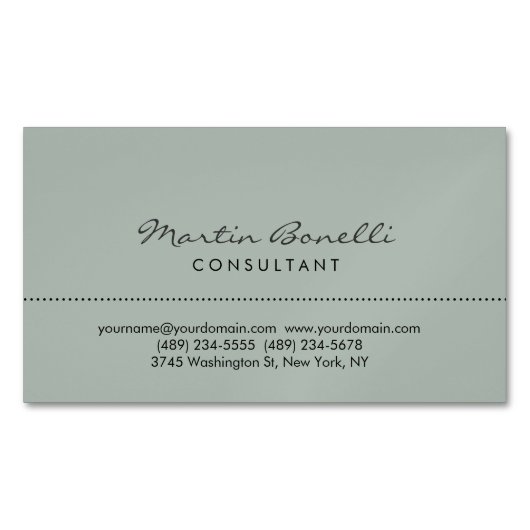 Ash Gray Modernes Minimalistisches Schlicht Magnetische Visitenkarte (Vorderseite)