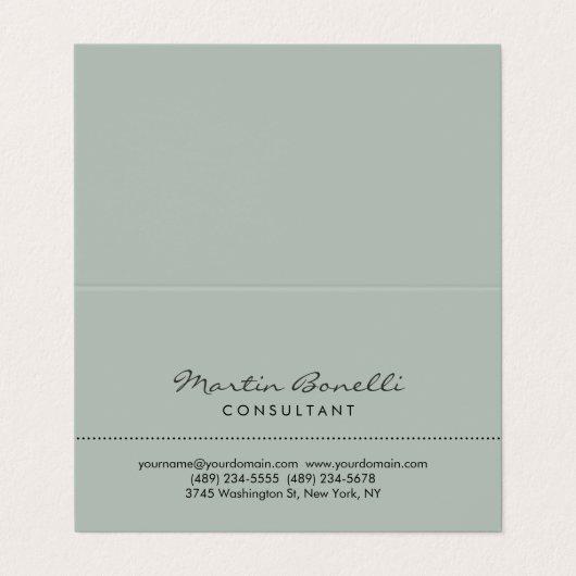 Ash Gray Modernes Minimalistisches Schlicht Visitenkarten (Außenseite Aufgefaltet)