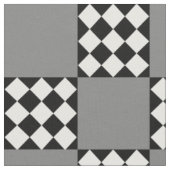 Ash Gray Schwarz-weiß Harlequin Square Form Stoff (Nahaufnahme)