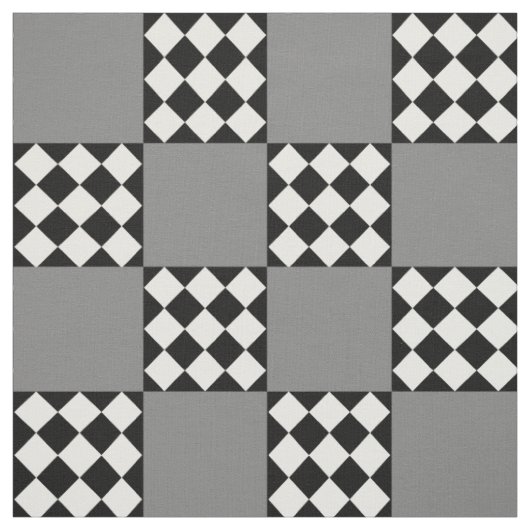 Ash Gray Schwarz-weiß Harlequin Square Form Stoff (Muster)