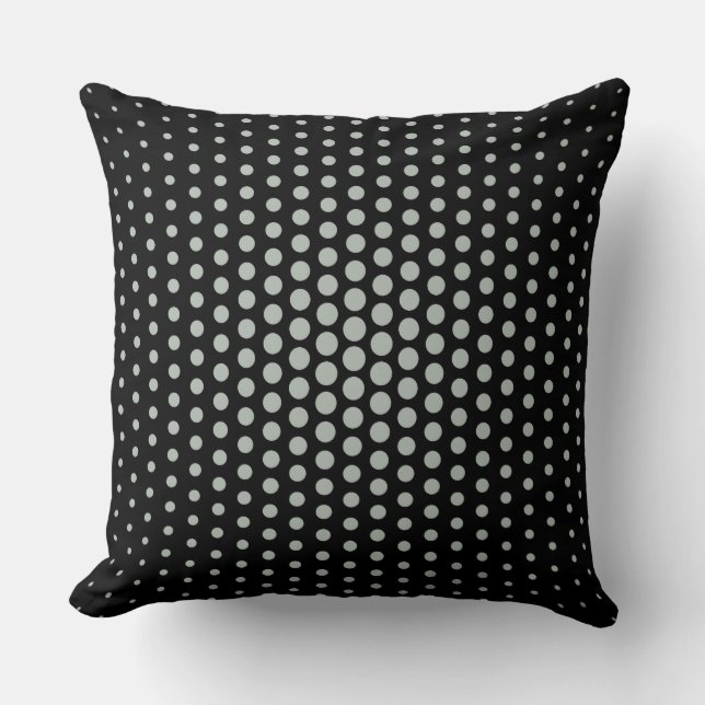 Ash gray Techno Dots Modern Black Kissen (Vorderseite)