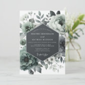 Ash Green Moody Bloom Wedding Einladung (Stehend Vorderseite)