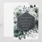 Ash Green Moody Bloom Wedding Einladung (Vorne/Hinten)