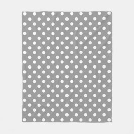 Ash Grey White Polka Dots Design Fleecedecke