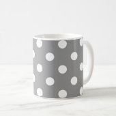 Ash Grey White Polka Dots Design Kaffeetasse (VorderseiteRechts)
