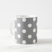 Ash Grey White Polka Dots Design Kaffeetasse (Vorderseite Links)