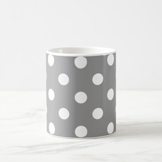 Ash Grey White Polka Dots Design Kaffeetasse (Mittel)