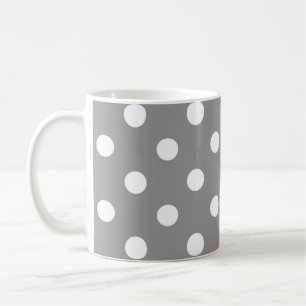 Ash Grey White Polka Dots Design Kaffeetasse