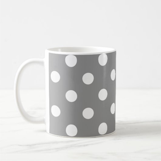 Ash Grey White Polka Dots Design Kaffeetasse (Links)