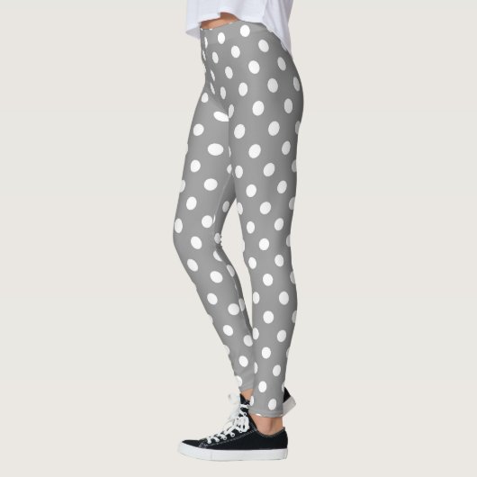 Ash Grey White Polka Dots Design Leggings (Links)