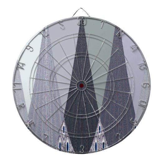 Ash Grey Zickzack Dots Art Print Dartscheibe (vorne)