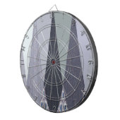 Ash Grey Zickzack Dots Art Print Dartscheibe (Vorderseite rechts)