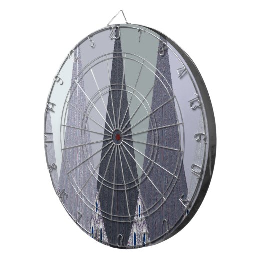 Ash Grey Zickzack Dots Art Print Dartscheibe (Vorderseite rechts)