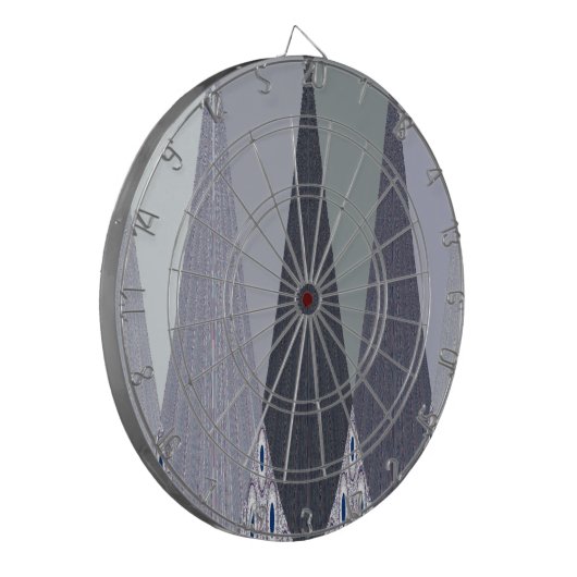 Ash Grey Zickzack Dots Art Print Dartscheibe (Vorderseite Links)