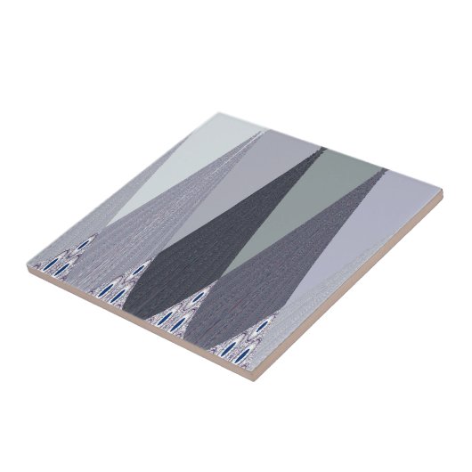 Ash Grey Zickzack Dots Art Print Fliese (Seite)