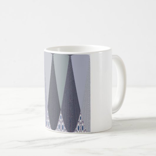 Ash Grey Zickzack Dots Art Print Kaffeetasse (VorderseiteRechts)