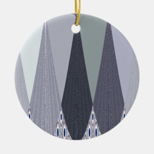 Ash Grey Zickzack Dots Art Print Keramikornament (Vorne)