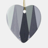 Ash Grey Zickzack Dots Art Print Keramikornament (Rechts)