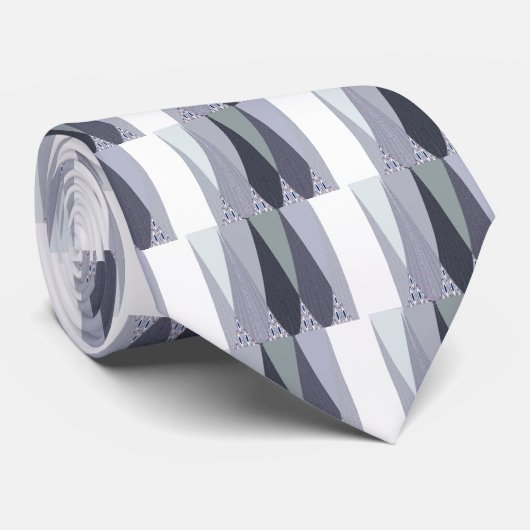 Ash Grey Zickzack Dots Art Print Krawatte (Gerollt)
