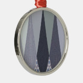 Ash Grey Zickzack Dots Art Print Ornament Aus Metall (Rechts)