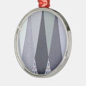 Ash Grey Zickzack Dots Art Print Ornament Aus Metall (Links)