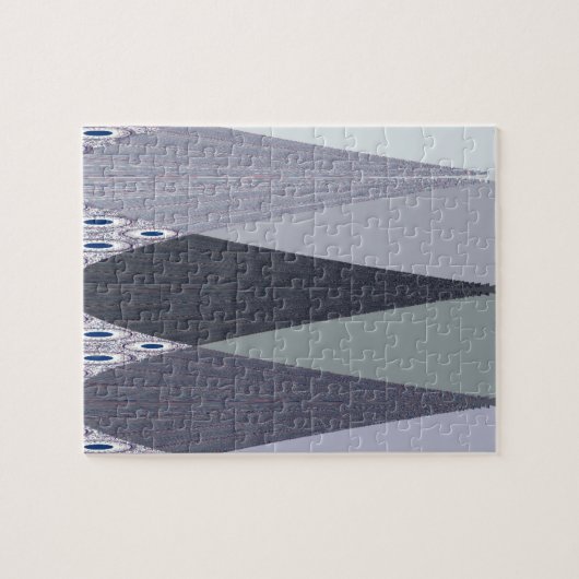 Ash Grey Zickzack Dots Art Print Puzzle (Horizontal)