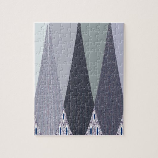 Ash Grey Zickzack Dots Art Print Puzzle (Vertikal)