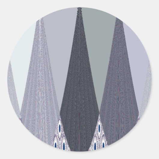 Ash Grey Zickzack Dots Art Print Runder Aufkleber (Vorderseite)