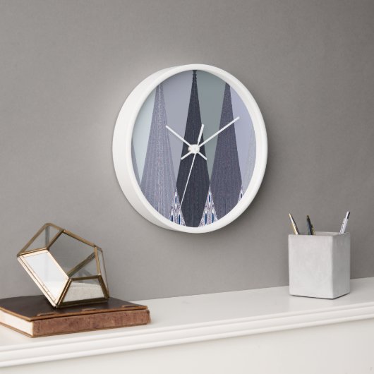 Ash Grey Zickzack Dots Art Print Uhr (Büro)