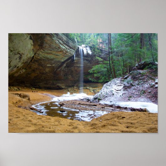 Ash Höhle im Winter, Ohio Poster (Vorne)