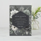 Ash Monochromatic Posy Wedding Einladung (Stehend Vorderseite)