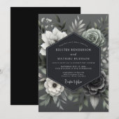 Ash Monochromatic Posy Wedding Einladung (Vorne/Hinten)