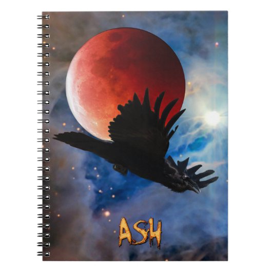 ASH Mystical Raven & Eclipsed Moon Notebook Notizblock (Vorderseite)