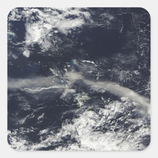 Ash Plume aus Soufriere Hills, Montserrat Quadratischer Aufkleber (Vorderseite)