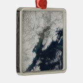 Ash plume vom Berg Redoubt, Alaska Silbernes Ornament (Rechts)