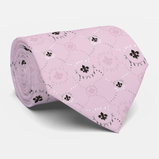 Ash rose Fleur de Lis, French Lili silver pattern Krawatte (Gerollt)