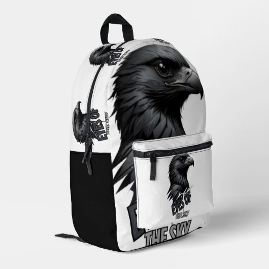 Ash-Tone-Adler-Focus-Design Bedruckter Rucksack (Rückseitige Ecke links)