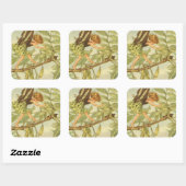 Ash Tree Fairy Walking auf Zweig Quadratischer Aufkleber (Blatt)