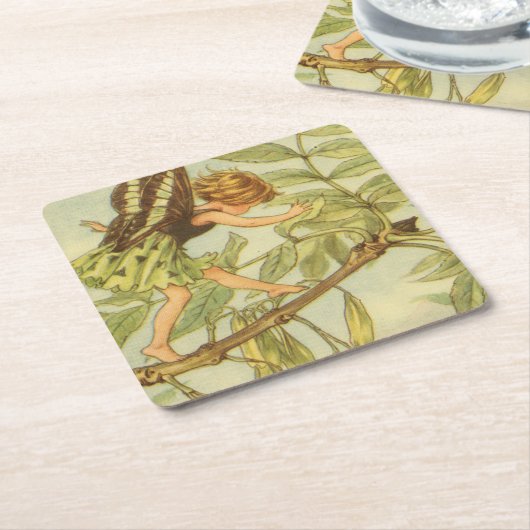 Ash Tree Fairy Walking auf Zweig Rechteckiger Pappuntersetzer (angewinkelt)