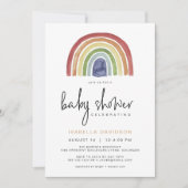 ASHA farbenfrohe Mute Tone Rainbow Baby Dusche Einladung (Vorderseite)