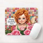 ASHA ~ Happy Birthday ~ Floral ~ Maus Pad Mousepad (Mit Mouse)