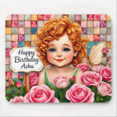 ASHA ~ Happy Birthday ~ Floral ~ Maus Pad Mousepad (Vorne)