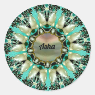 ASHA ~ Helles Abstraktes Muster ~ Personalisiert Runder Aufkleber