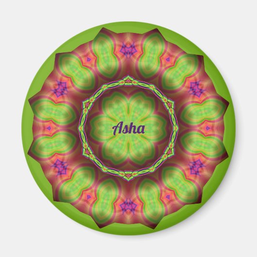 ASHA ~ Lime Green Pink Lila Gestaltung ~ Magnet (Vorne)